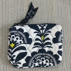 NWOT VERA BRADLEY Black, White & Yellow Zippered Coin Purse 3.5 x 5 inches
